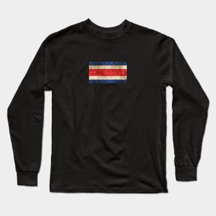 Vintage Aged and Scratched Costa Rican Flag Long Sleeve T-Shirt